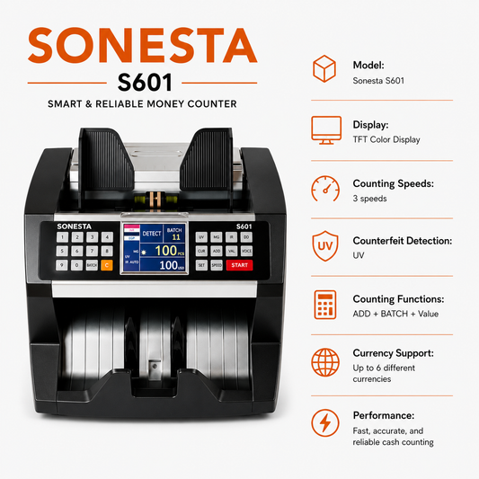 Sonesta S601 Money Counting Machine | Counterfeit Detection